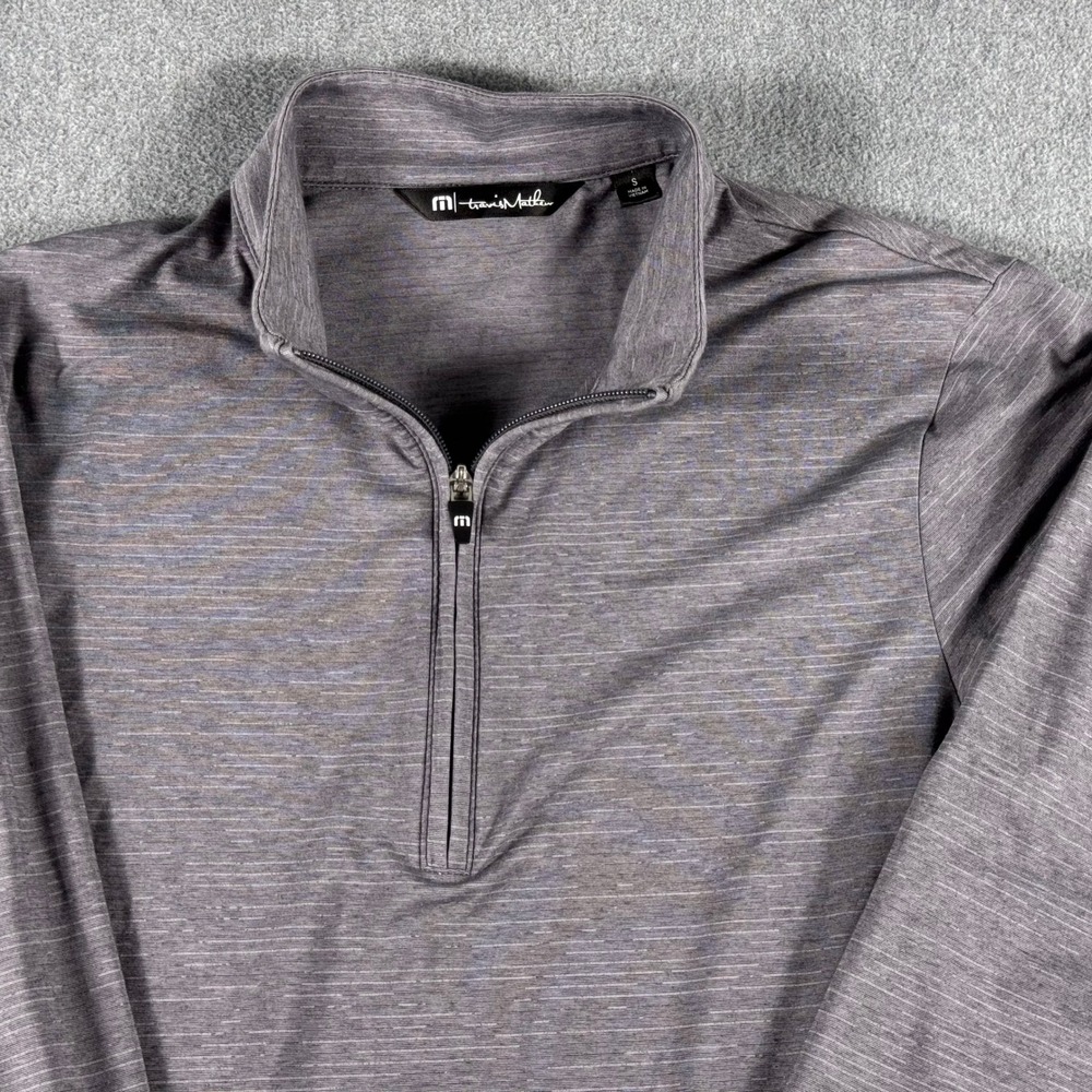 Travis Mathew Mens Gray Space Dye Quarter Zip Pullover Golf Shirt Size S Small